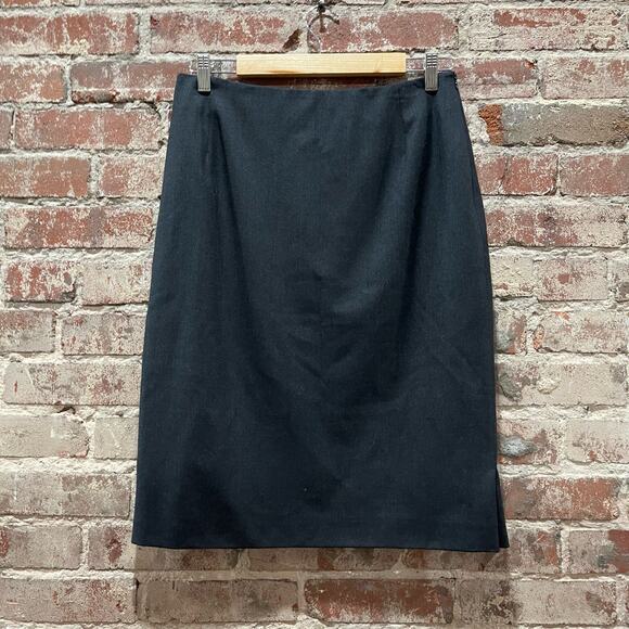 Akris Black Wool Vented Skirt Size 10 - Picture 1 of 8